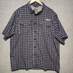 Habit Mens Fish Finder Fishing Shirt XL Blue Plaid UPF 40 Short Sleeve TS10161